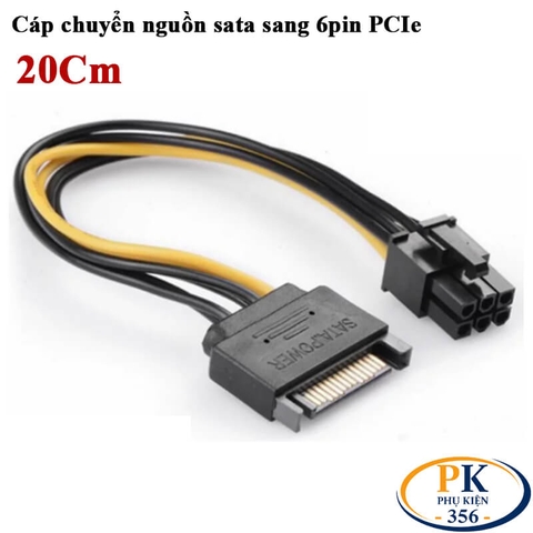 Dây cáp chuyển nguồn sata sang 6pin pcie dài 20cm cho VGA card màn hình