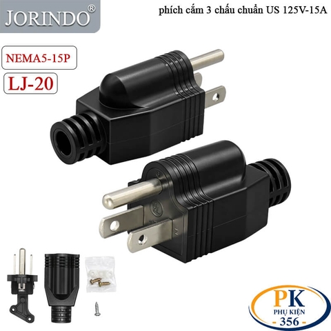 Đầu Phích Cắm Nguồn 3 Chấu Mỹ US NEMA 5-15P 125V/15A LJ-20