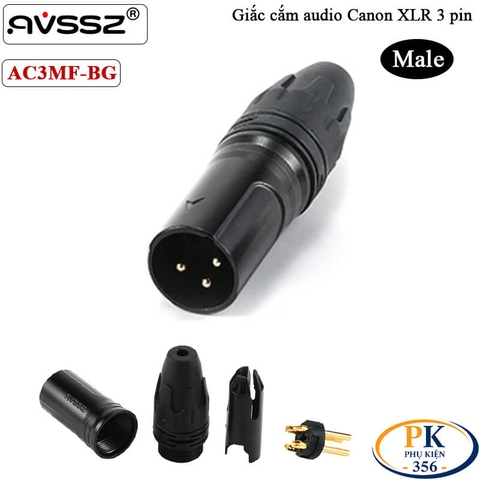 Giắc Hàn Audio Canon XLR 3 Pin AVSSZ Male AC3M-BG Female AC3F-BG
