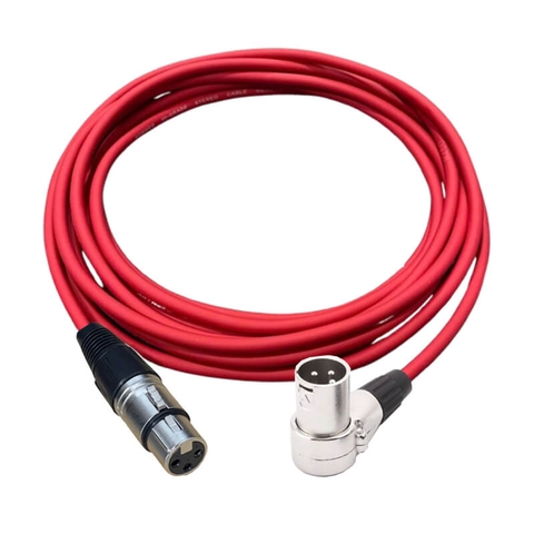 Dây cáp âm thanh DIY XLR 3 pin cái sang đực bẻ góc 90 độ dài 0.5M – 50M (dây màu đỏ)