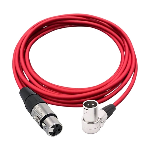 Dây cáp âm thanh DIY XLR 3 pin cái sang đực bẻ góc 90 độ dài 0.5M – 50M (dây màu đỏ)