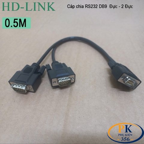 Dây cáp chia COM DB9 RS232 Đực sang 2 cổng đực dài 0.3M, 0.5M, 1M, 1.5M, 2M, 3M, 5M, 10M – HD-Link DIY 28AWG cao cấp