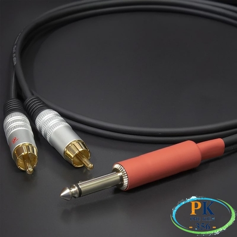 Dây chuyển 6.35mm mono sang 2 AV RCA (hoa sen) DIY – Lõi đồng OFC 4N, dài 0.5m – 10m