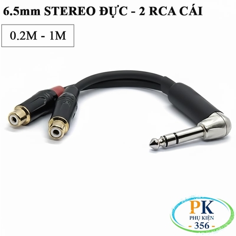 Dây chuyển âm thanh 6.35mm stereo bẻ góc sang 2 AV/RCA cái dài 0.2M  0.5M 1M