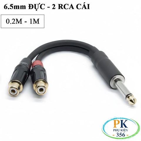Dây chuyển âm thanh 6.35mm mono đực ra 2 AV/RCA cái  dài 0.2M 0.5M 1M