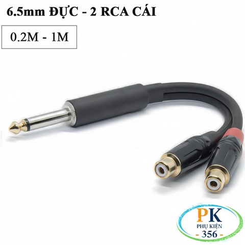 Dây chuyển âm thanh 6.35mm mono đực ra 2 AV/RCA cái  dài 0.2M 0.5M 1M