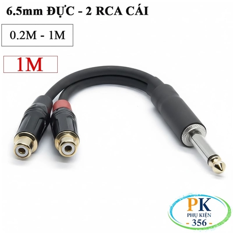Dây chuyển âm thanh 6.35mm mono đực ra 2 AV/RCA cái  dài 0.2M 0.5M 1M