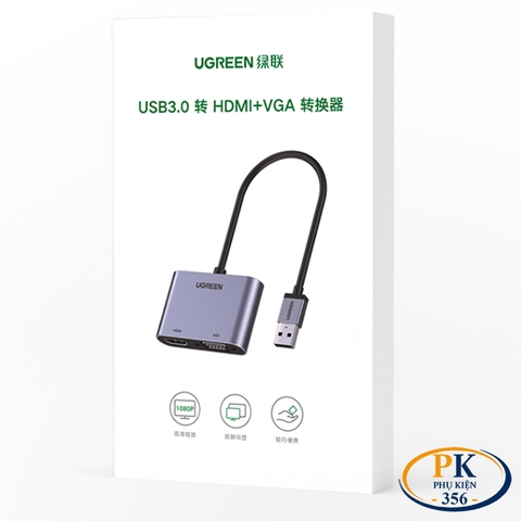 Cáp chuyển đổi USB 3,0 sang HDMI VGA Ugreen 20518 CM449