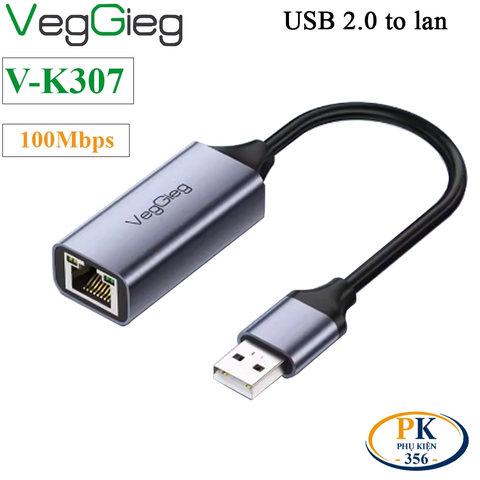 Cáp chuyển đổi USB 3.0 sang mạng LAN RJ45 1000Mbps, USB 3.0 to lan RJ45 1G VEGGIEG V-K306