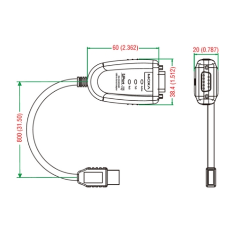Cáp chuyển USB to RS232/RS422/485 Serial port DB9 moxa Uport 1150