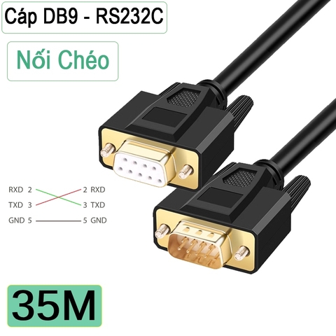 Dây cáp COM DB9 RS232C  2 đầu đực cái nối chéo dài 1.5M đến 40M
