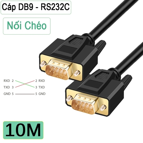 Dây cáp COM DB9 RS232C  2 đầu đực nối chéo dài 1.5M đến 40M