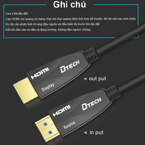 Cáp HDMI sợi quang 2.0 chính hãng Dtech dài từ 2M đến 100M DT-HF