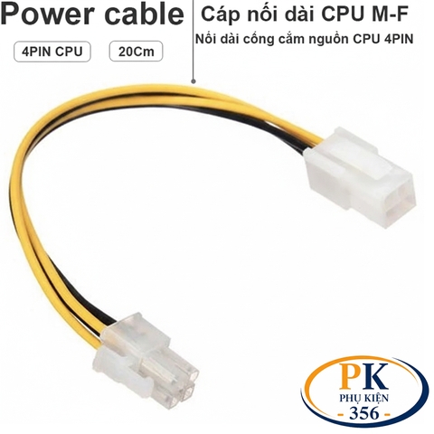 Cáp nguồn 4 pin đực ra 4 pin cái - Dây nối dài nguồn 4 pin CPU 20Cm