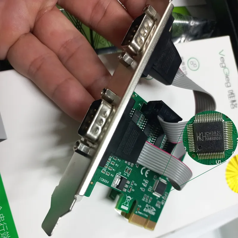 Card PCIe to 2 com RS232 chip CH382L Veggieg V-PC03