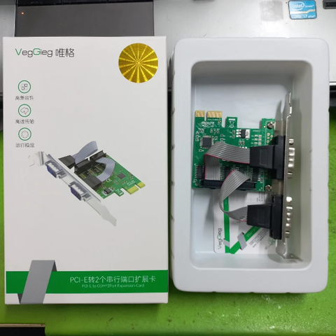 Card PCIe to 2 com RS232 chip CH382L Veggieg V-PC03