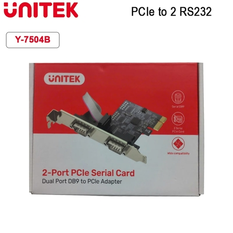 Card PCIe sang 2 cổng RS232 DB9 Unitek Y-7504B chính hãng ( Y-7504BBK01)