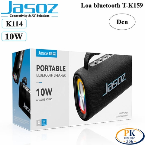 Loa Bluetooth Jasoz T-K159 K114 Công Suất 10W - Bluetooth 5.2, Hỗ Trợ TWS, FM, Thẻ TF, Chống Nước Mưa