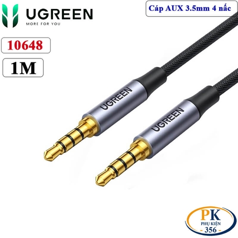 Dây Audio AUX 3.5mm 2 Đầu 4 Nấc TRRS Ugreen AV183 – Hỗ Trợ Mic, Tai Nghe