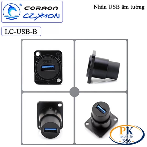 Nhân nối USB 3.0 âm tường lắp mặt máy Coraon LC-USB-B - Cắm thẳng