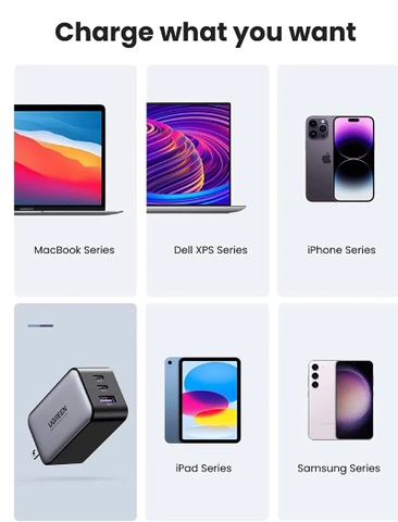 Bộ sạc nhanh 65W GaN 3 cổng USB Type-C x2 USB Type-A x1 Hỗ trợ QC4+, PD3.0.. Ugreen 10334 CD244 cao cấp