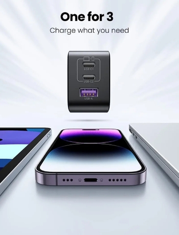 Bộ sạc nhanh 65W GaN 3 cổng USB Type-C x2 USB Type-A x1 Hỗ trợ QC4+, PD3.0.. Ugreen 10334 CD244 cao cấp
