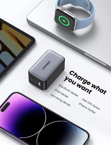 Bộ sạc nhanh 65W GaN 3 cổng USB Type-C x2 USB Type-A x1 Hỗ trợ QC4+, PD3.0.. Ugreen 10334 CD244 cao cấp