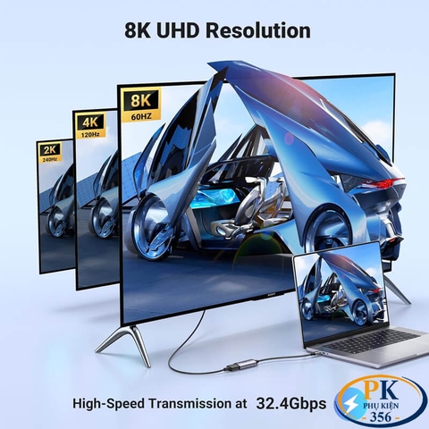 Cáp chuyển USB-C to Displayport 1.4 Ugreen 15575 MM130, hỗ trợ 8K60Hz 4K240Hz 2K240Hz HDR