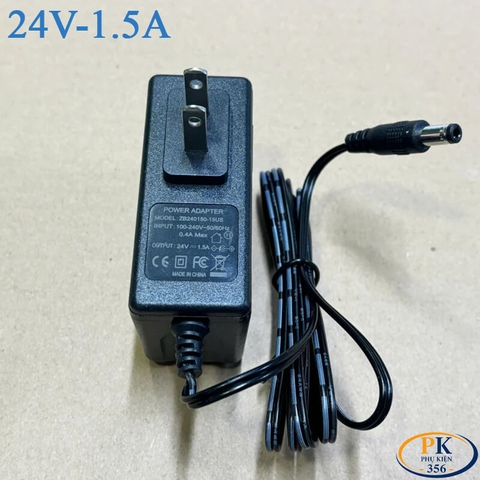 Nguồn DC Adapter 24V -1.5A 36W chân 5.5x2.5mm dây dài 1.5m ZB240150-15US