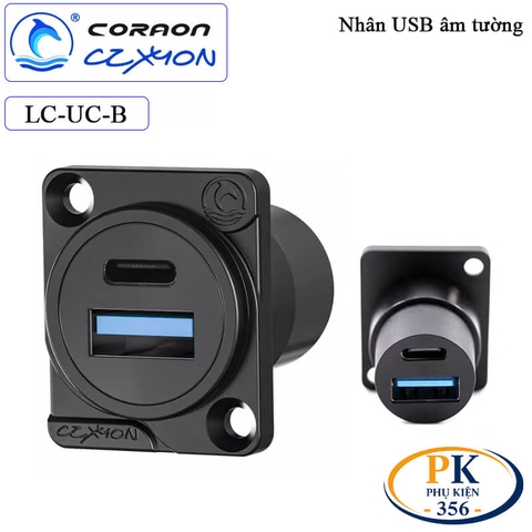 Nhân nối USB 3.0 âm tường lắp mặt máy Coraon LC-USB-B - Cắm thẳng