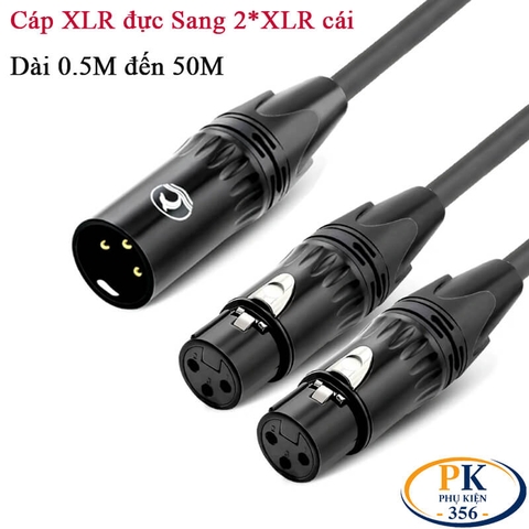 Dây cáp âm thanh DIY XLR đực sang 2 Canon XLR 3Pin cái – Đồng OFC, đầu mạ vàng, dài 0.5M – 50M