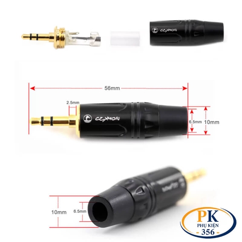 Đầu Hàn Giắc Cắm Âm Thanh DIY 3.5mm Stereo Mạ Vàng Coraon CZXYON LCS3XLG Cao Cấp dùng cho cáp 6.5 đến 8.5mm