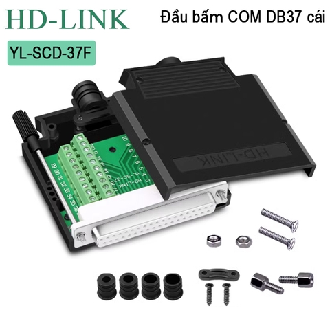 Đầu bấm DB37 đực chân đồng vỏ ốp nhựa HD-Link YL-SCC-37M