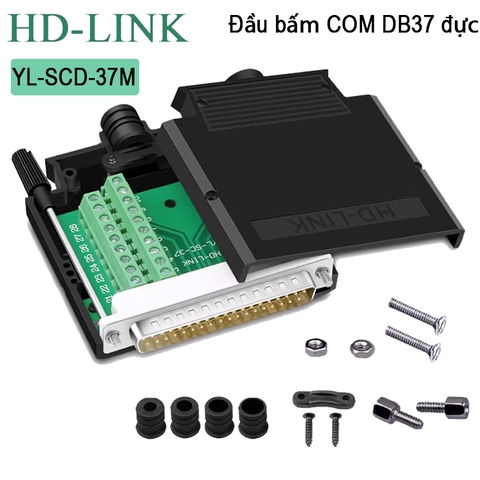 Đầu bấm DB37 cái chân đồng vỏ ốp nhựa HD-Link YL-SCC-37F