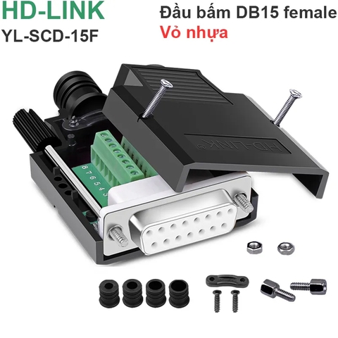 Đầu bấm COM DB15 chân đồng chính hãng HD-Link YL-SCD-15M YL-SCD-15F