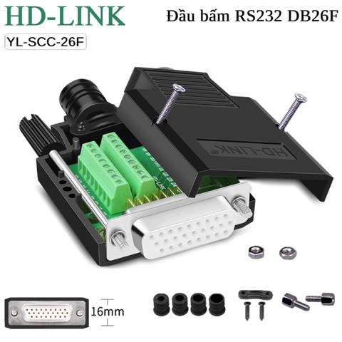 Đầu bấm DB26 cái chân đồng vỏ ốp nhựa HD-Link YL-SCC-26F