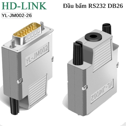 Đầu bấm DB26 cái chân đồng vỏ ốp kim loại HD-Link YL-JM002-26F