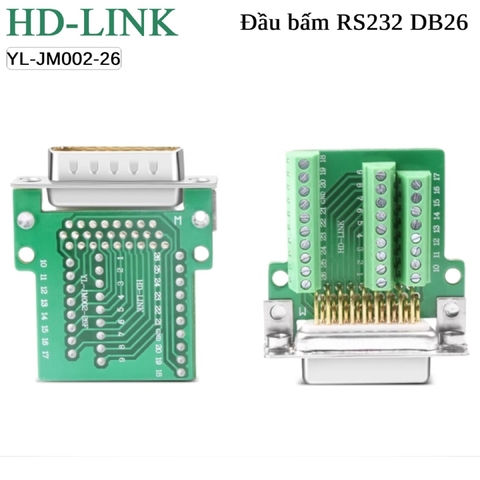 Đầu bấm DB26 cái chân đồng vỏ ốp kim loại HD-Link YL-JM002-26F