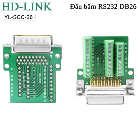Đầu bấm DB26 cái chân đồng vỏ ốp nhựa HD-Link YL-SCC-26F