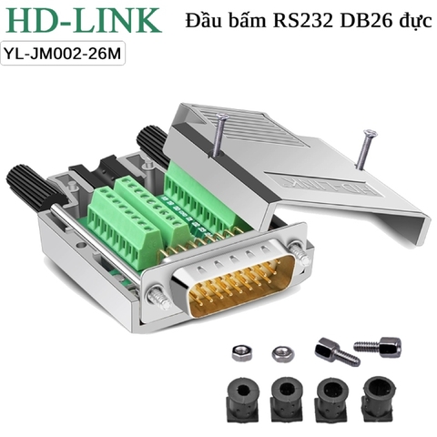 Đầu bấm DB26 cái chân đồng vỏ ốp nhựa HD-Link YL-SCC-26F
