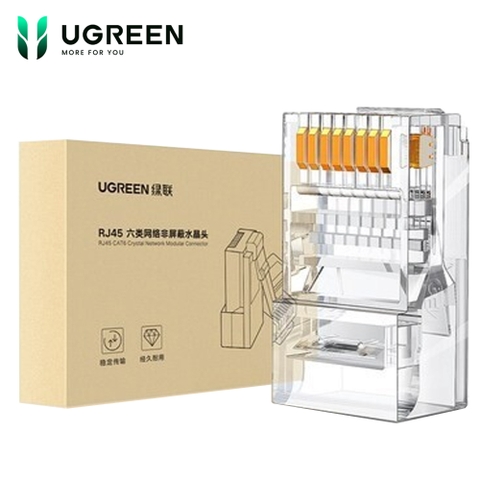 Đầu bấm hạt mạng RJ45 Cat6 chân đồng UTP Ugreen NW120 60558 hộp 100 hạt