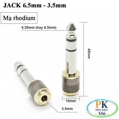 Đầu chuyển 6.35mm sang 3.5mm Stereo mạ Rhodium Brawis BR-635SRH – Cao cấp, bền chắc