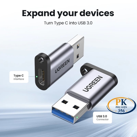 Đầu chuyển USB 3.0 sang USB-C Ugreen US276 (50533) – Nhỏ gọn, hỗ trợ OTG, tiện lợi mọi lúc mọi nơi