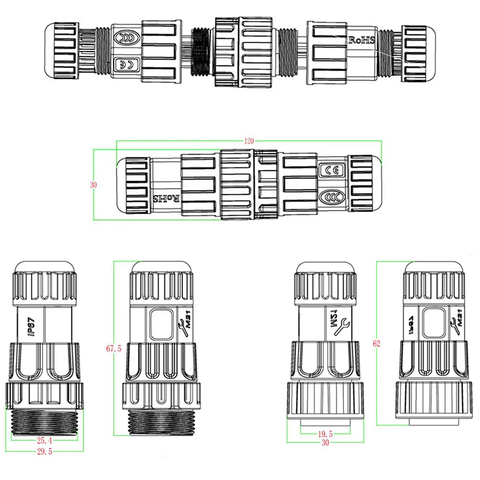 Đầu cút nối dây điện chống nước IP68 chính hãng ZSJ M25 2 lõi, 3 lõi, 4 lõi, 5 lõi