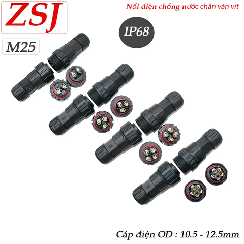 Đầu cút nối dây điện chống nước IP68 chính hãng ZSJ M25 2 lõi, 3 lõi, 4 lõi, 5 lõi