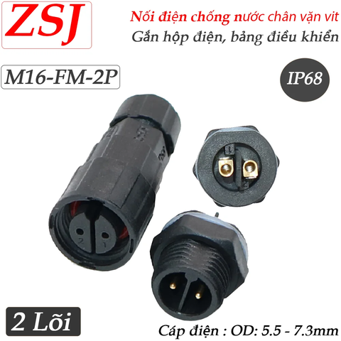 Đầu cút nối dây điện chống nước lắp bảng điều khiển panel M16-FM