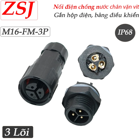 Đầu cút nối dây điện chống nước lắp bảng điều khiển panel M16-FM