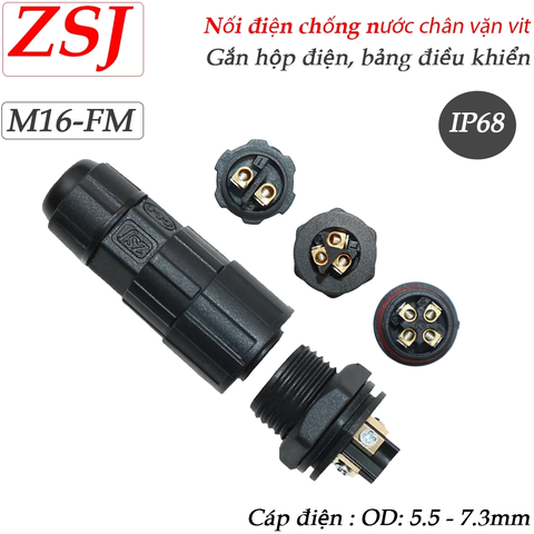 Đầu cút nối dây điện chống nước lắp bảng điều khiển panel M16-FM