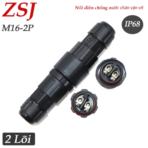 Đầu cút nối điện chống nước chuẩn IP68 chính hãng ZSJ - M16 2 lõi, 3 lõi, 4 lõi
