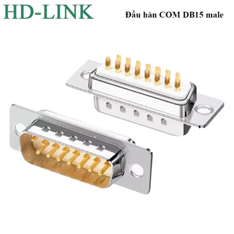 Đầu hàn DB15 chân đồng vỏ ốp nhựa dẻo chính hãng HD-Link YL-1533F YL-1533M